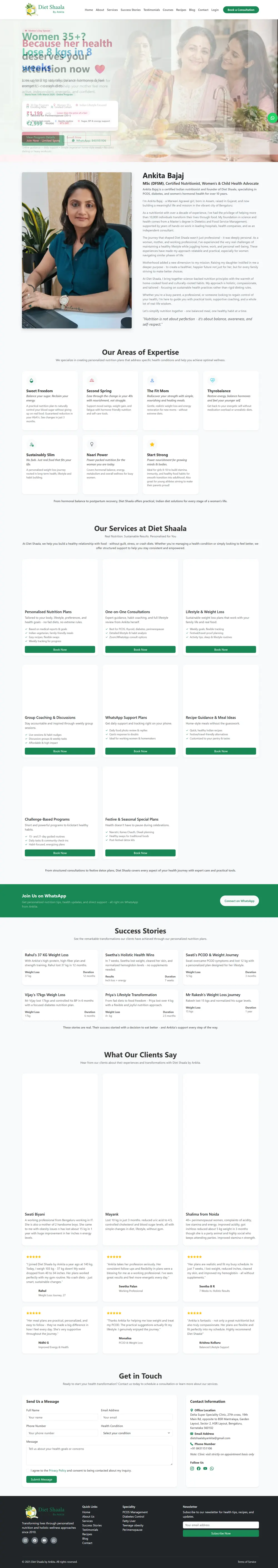 Diet Shaala — program landing pages and conversion funnels