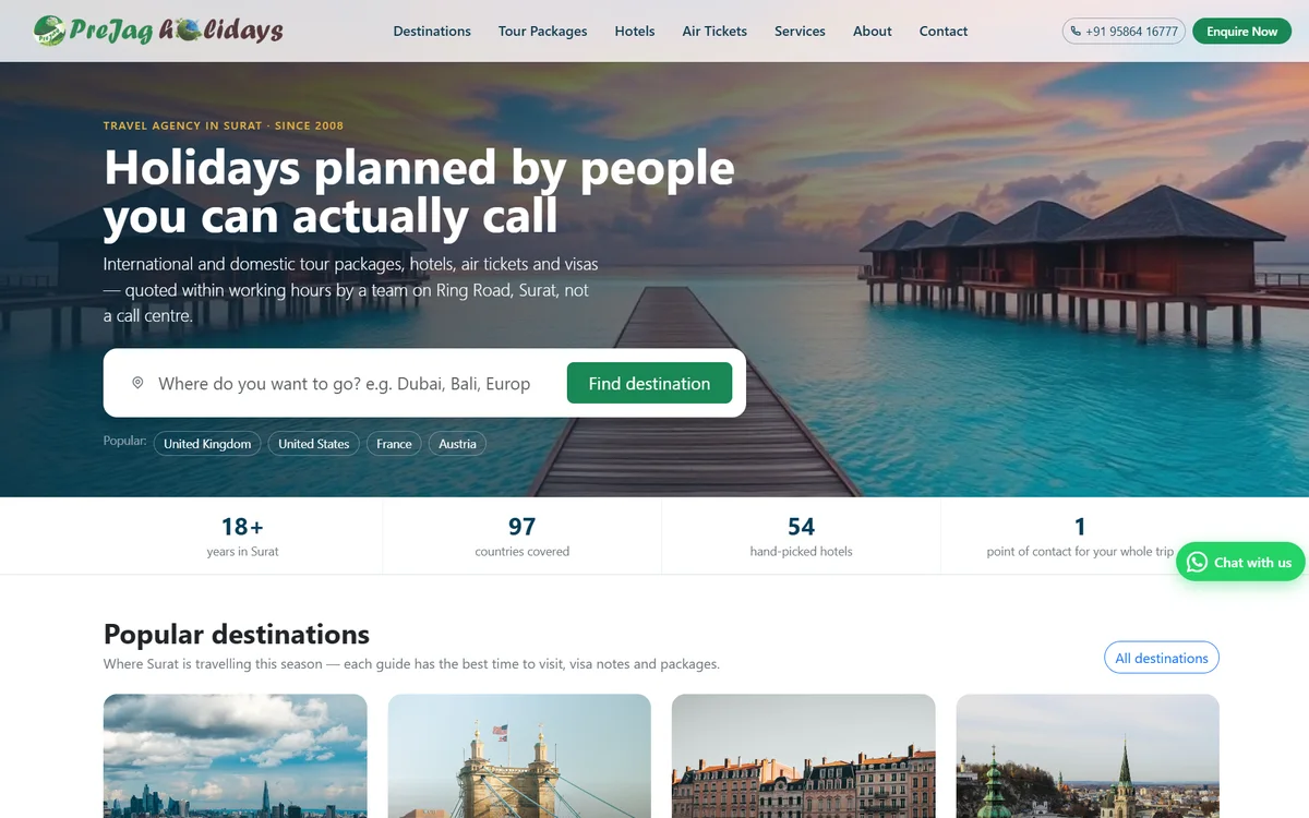 Prejag Holidays — Travel Agency Platform