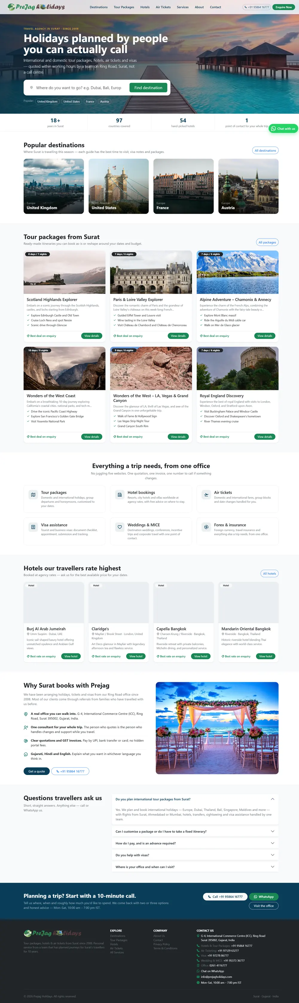 Prejag Holidays — destination guides, tour packages and enquiry flows