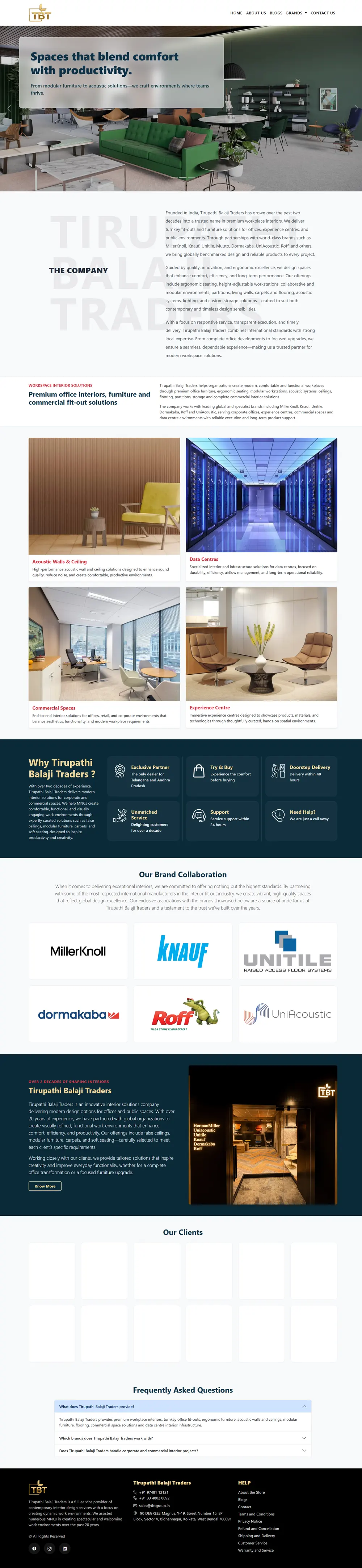 Tirupathi Balaji Traders — corporate site with AEO-ready FAQ structure