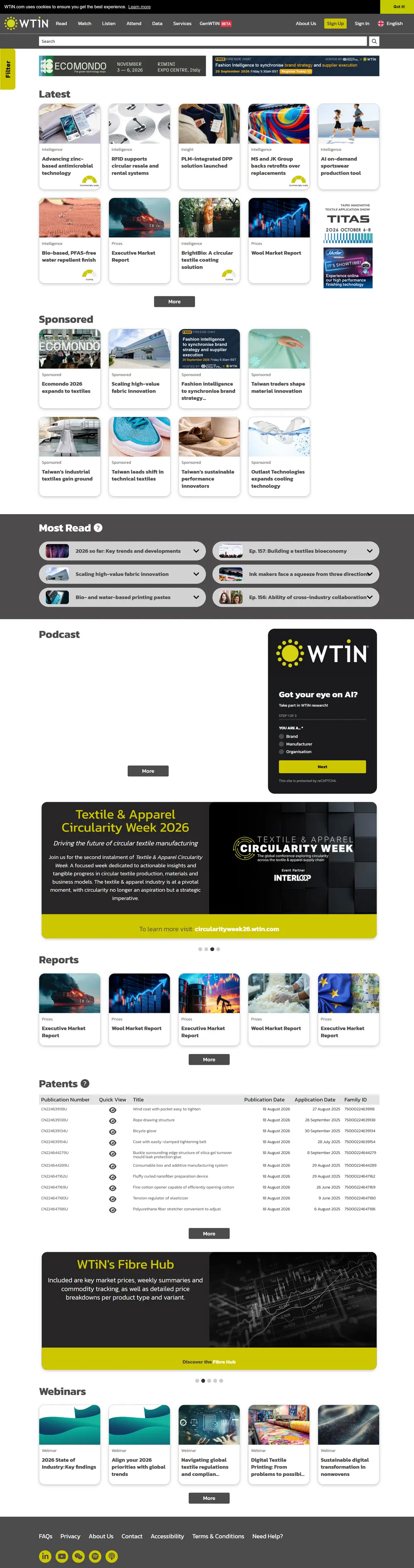 WTiN — subscription intelligence platform for the global textile industry